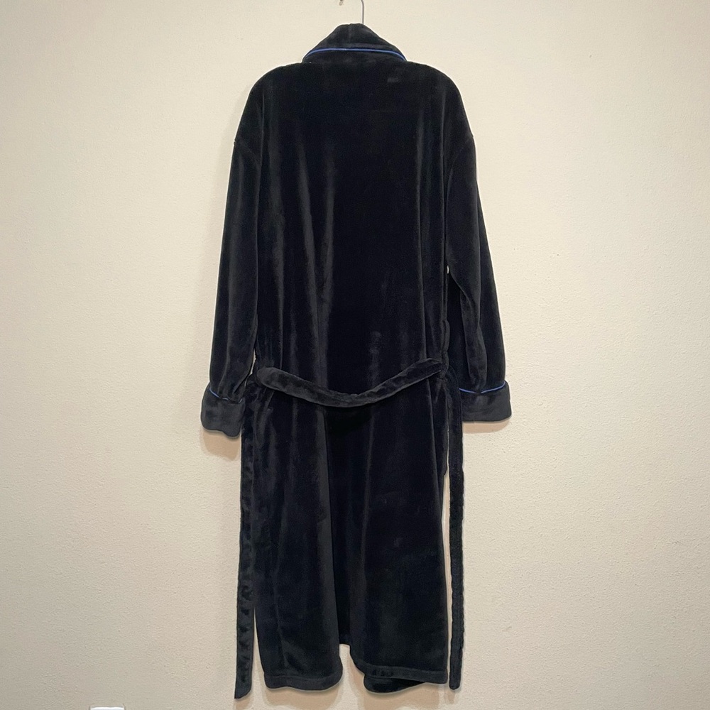 Polo Ralph Lauren Plush Velour Bath Robe Black Men's O/S Belted Pockets - Picture 3 of 12
